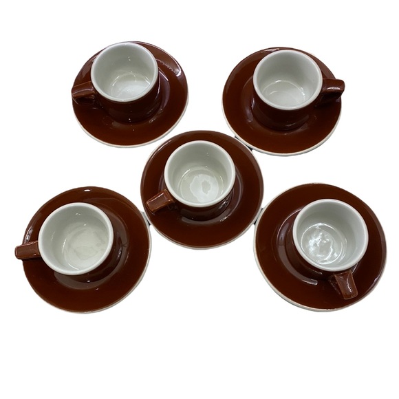 Set of 5 ACF Brown 3oz Cup & Saucers - THE WORLD'S BEST PORCELAIN CUPS - Picture 5 of 10